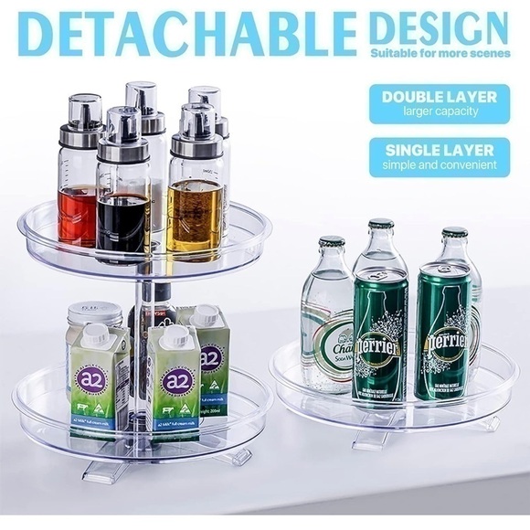 NEW 2 Tier Lazy Susan Turntable Organizer Lazybison 360 Rotating Makeup Spices - Picture 3 of 7